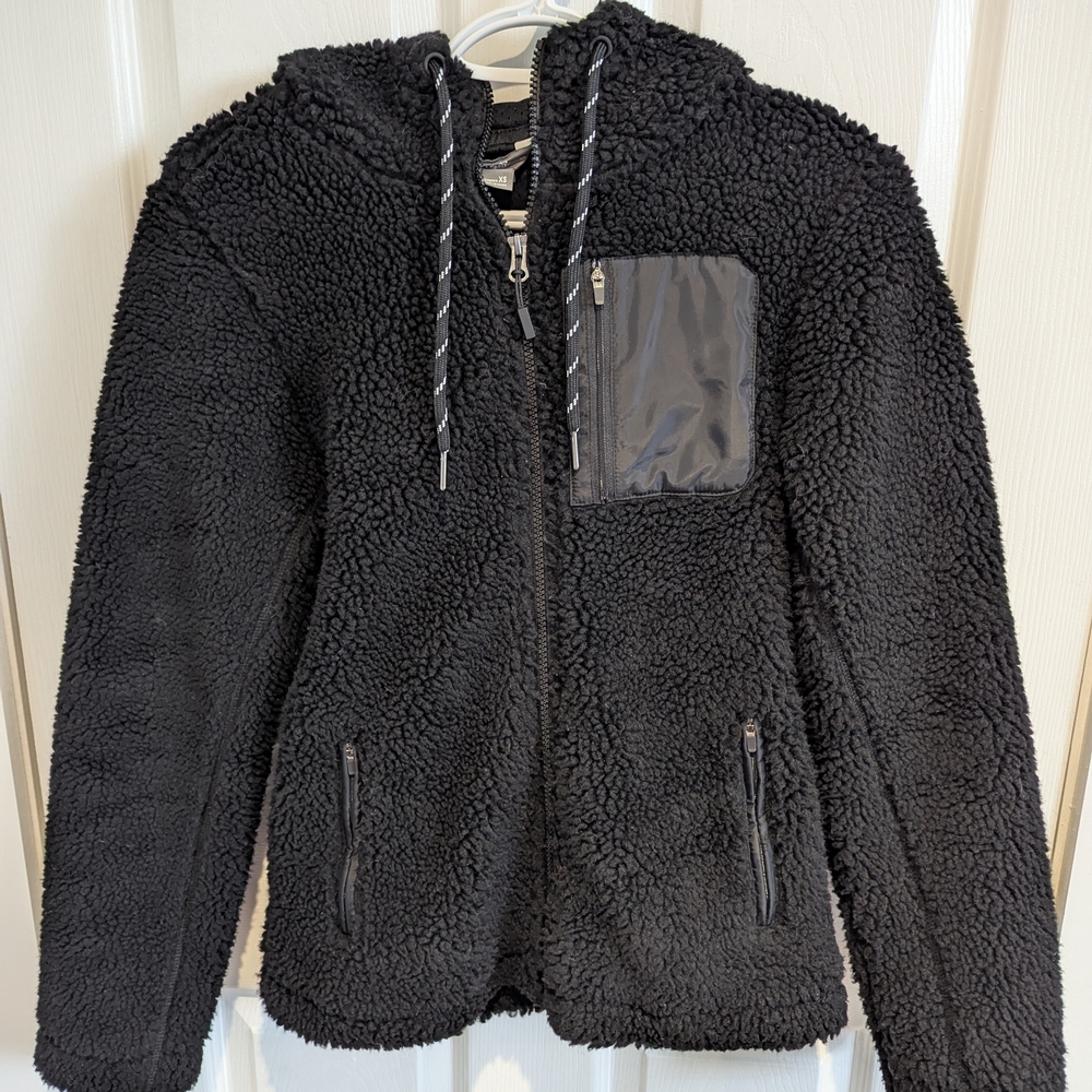 Black Sherpa Zip-Up Jacket